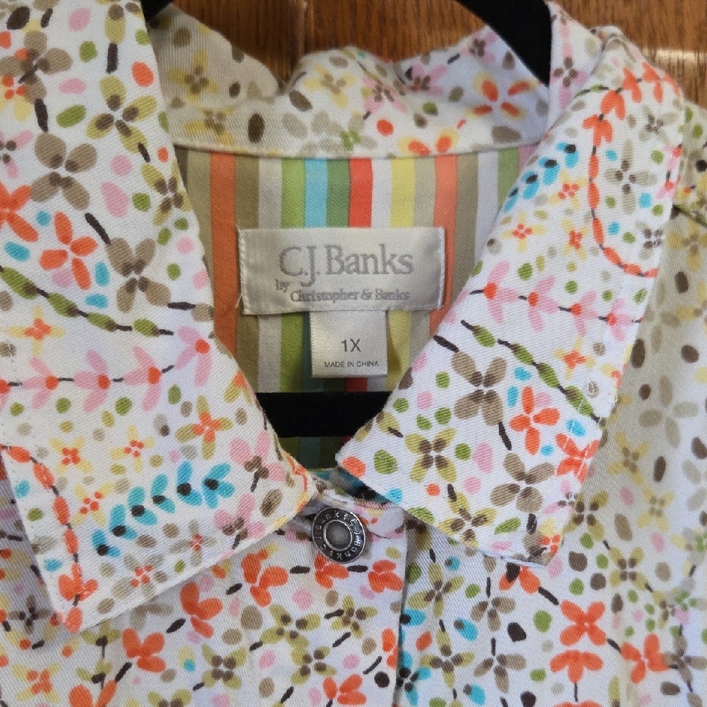 CJ Banks Multicolor Paisley Button Down Shirt - Picture 2 of 9